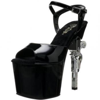 Pleaser Revolver‑709 Damenschuhe Knöchelschnalle Schwarz (EU 40)