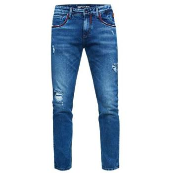 Rusty Neal Jeans Hose „MINO“ Slim Fit Stretch Destroyed‑Pants Blau 34W