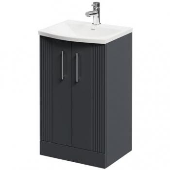 Curved Basin Floor Standing Vanity Unit in Satin Anthracite