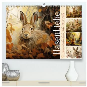 Hasenliebe (hochwertiger Premium Wandkalender 2025 DIN A2 quer) Kunstdruck in Hochglanz
