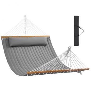 Hamac double en tissu matelassé avec barres en bois 217kg