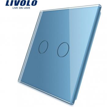 Livolo EU Standard 2 Gang Wall Touch Switch, Luxury White Pearl Crystal Glass, VL-C7-C2-11 (7 Colors)