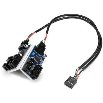 Convertisseur USB 2.0 9 broches 1 à 4 Noir 30cm