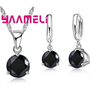 Bijoux en argent sterling 925 pour mariage, collier et boucles d'oreilles en cristal, 8 options de couleur