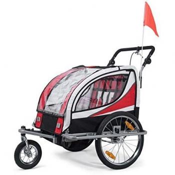 Remorque vélo SAMAX 360° rotatif pour 2 enfants rouge
