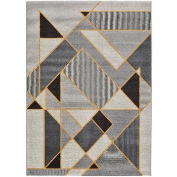 Tapis contemporain Atticgo gris/noir/moutarde 80x150 cm