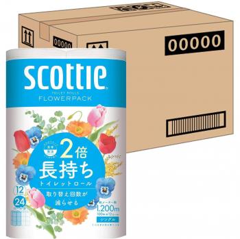 Pack Doble Rollo 100 m Scotty Flower, Blanco – 4 Unidades (12 Rulos)