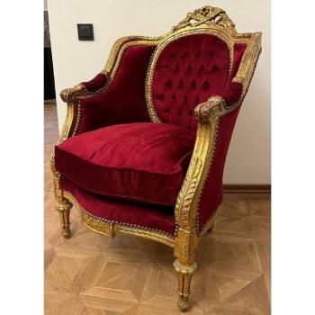 Casa Padrino Barock‑Sessel Bordeauxrot mit Antik Gold Akzent