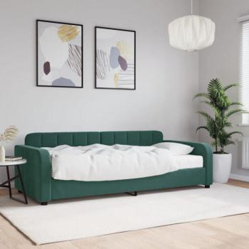 Sofá cama de terciopelo verde oscuro 90x200 cm