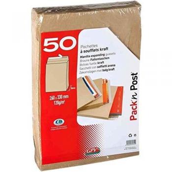 GPV Pochettes à soufflets C4 229 x 324 mm kraft brun