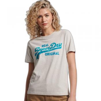 T-shirt Vintage Logo Scripted Femme Superdry Coton Bio Beige Taille 40