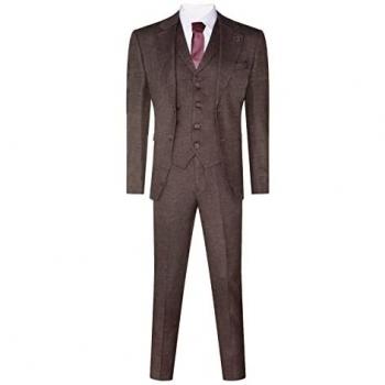 Men's 3 Piece Brown Tweed Suit