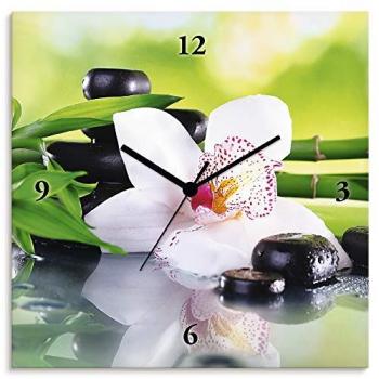 Artland Wanduhr »Spa Steine Bambus Zweige Orchidee«, wahlweise mit Quarz
