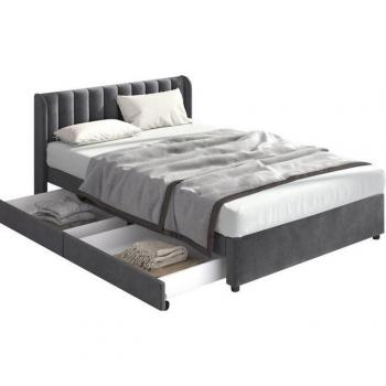 Lit double gigogne 140x200cm avec prise USB et LED, blanc