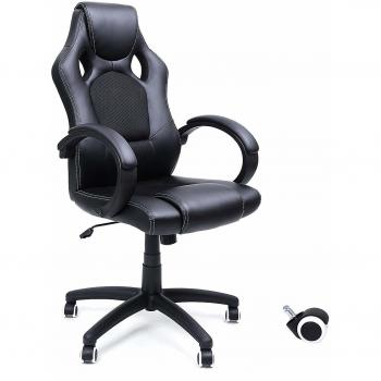 Sedia da Computer SONGMICS Girevole Nero OBG56B