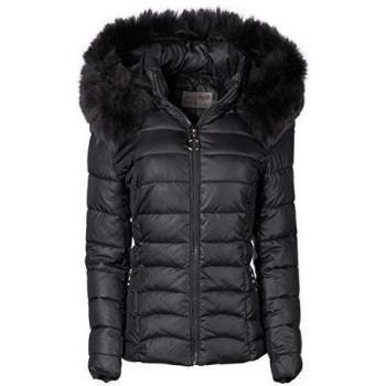 Schwarzer Damen-Winterparka – Teddyfell‑Ausführung – S