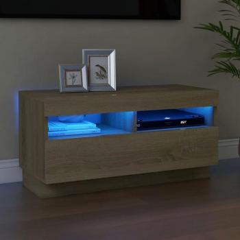 Furniture Limited: TV Stand con LED y Acabado Roble Sonoma