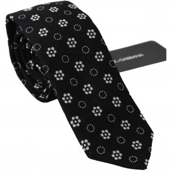 Dolce & Gabbana Black Silk Floral Print Tie
