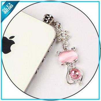 Auriculares Antipolvo de Gato con Brillantes, Compatibles con iPhone y Android, Conector 3,5mm