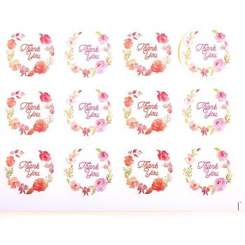 120pcs Thank You Rose Flower Adhesive Labels