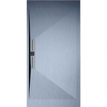 Mirlo Bassin douche extra plat 70x100 cm – surface ardoisée gris cendre, grille inox décorative