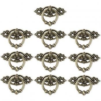 10Pcs Vintage Ring Pull Knobs (Antique Brass)