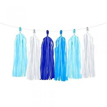 Festone ghirlanda 12 nappine blu bianco celeste azzurro 1,5 m