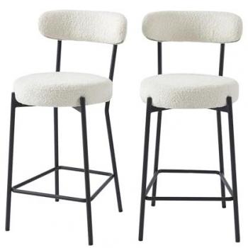 Duo de Tabourets Bouclette Blanc NOA
