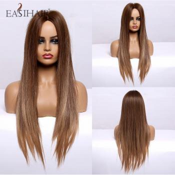 EASIHAIR Women's Long Straight Grey Ombre Wig