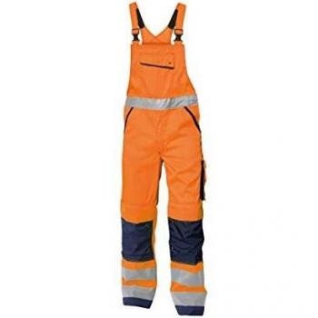 Dassy Malmedy Latzhose mit Kniepolstertaschen, Neonorange/dunkelblau, Schrittlänge Plus, Größe 50