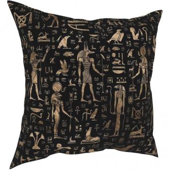 Hieroglyphen Kissenbezug Schwarz mit ägyptischen Motiven für Auto