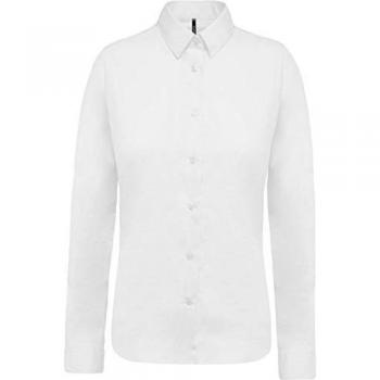 Weißes Kariban Damenlangarmshirt aus Popeline (S)