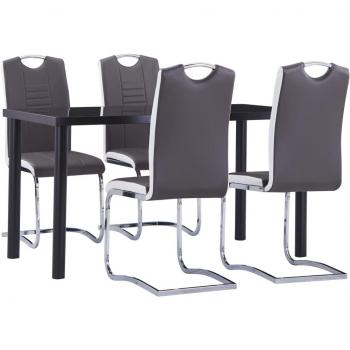 VidaXL 5 pcs Ensemble de salle à manger Similicuir Gris