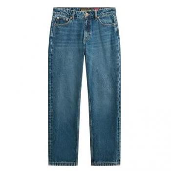 Jeans dritti Superdry Fulton Vintage Blue 24 – Donna, mid rise, taglio classico