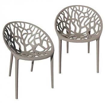 TRISENS Stapelbarer Kunststoff Gartenstuhl Bistrostuhl Küchenstuhl Taupe (2er Set)