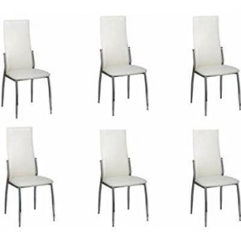 Sillas de Comedor Blancas de Cuero Sintético 6 uds