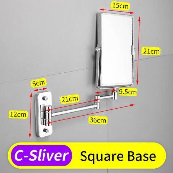 Square Wall Mounted Dual Arm Extendable Makeup Mirror with 3x Magnification