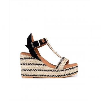 Sandalias de cuña de mujer de yute con hebillas