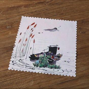 Paño de té pintado de gamuza