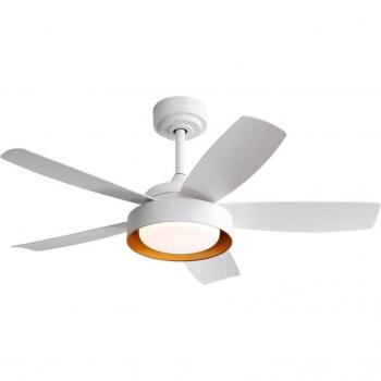 Ventilateur plafonnier 42 LED 22 W, télécommande 6 vitesses, moteur CC réversible, couleur blanche