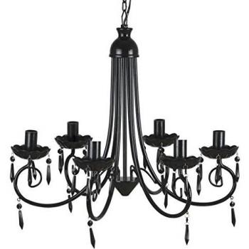 6 Bulb Sockets Elegant Black Pendant Ceiling Lamp Chandelier vidaXL