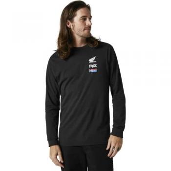 Camiseta FOX Honda Wing Manga Larga Negra