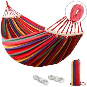 Hamac portable en toile, 280x150cm, avec sac de transport pour extérieur et jardin