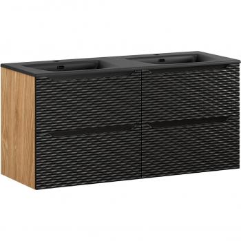 Meuble double vasque contemporain noir et beige 4 tiroirs