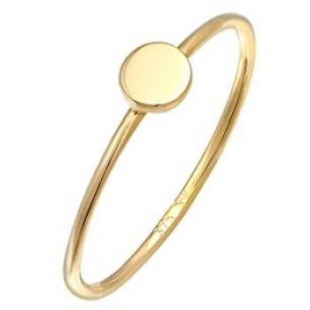 Elli Premium Fingerring Plättchen Runde Form Statement 375 Gelbgold
