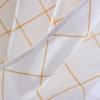Geometric Embroidered Semi-Sheer Curtains in Green