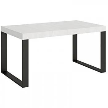 Mesa extensible 90x16/264 cm Fresno Blanco con Estructura Antracita