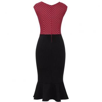 Vfemage Ruched Polka Dot Evening Dress