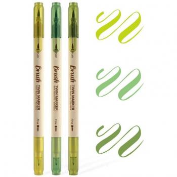 3Pcs Retro Brush Marker Pens for Drawing and Painting