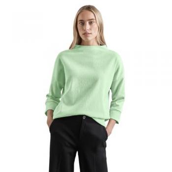 STREET ONE Casual 3/4‑Arm Shirt – Damen, Größe 42, glänzendes Grün, Struktur